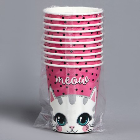 A single -single paper glass "Cute cat", 250 ml-3