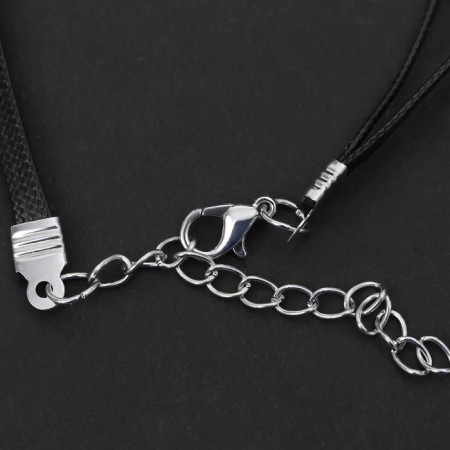 Choker “double” with thread, butterfly, colored in silver, l = 36 cm-1