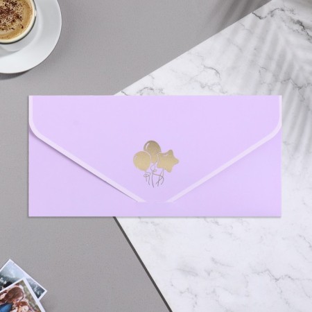Money envelope "Universal" velvet, balls, purple background, 19x9.3 cm-1