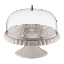 Cake stand on the leg with the Guzzini Tiffany lid, D = 30 cm, the color is gray-beige