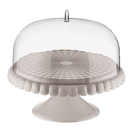 Cake stand on the leg with the Guzzini Tiffany lid, D = 30 cm, the color is gray-beige
