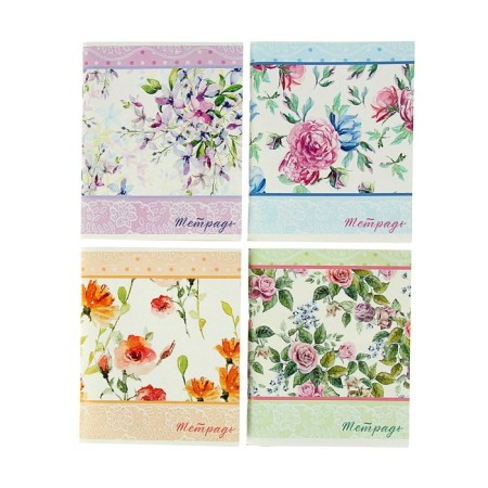 A notebook of 96 sheets in the Cage Flowers-2, cover coated cardboard, block No. 2 Whiteness 75% (gray sheets), mix