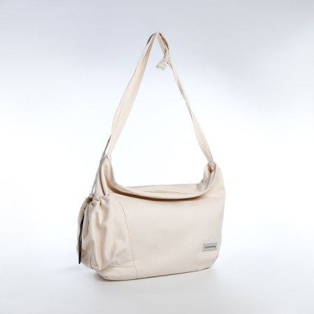 Soldier bag with a zipper, beige color-2