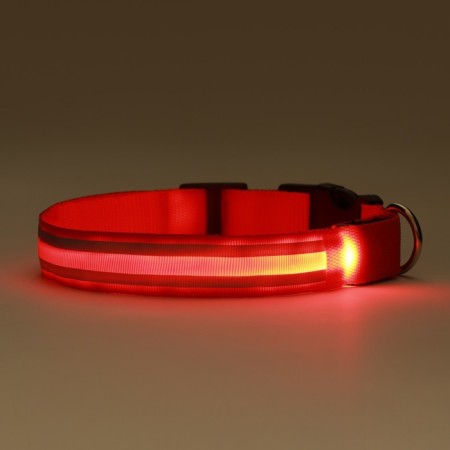 Collar with backlight double strip size XL, Osh 52-60 x 2.5 cm, 3 glow modes Red 97722-3