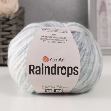 Raindrops yarn 18% wool, 35% polyamide, 47% acrylic 115m/50g (2906 s. Gray-white)