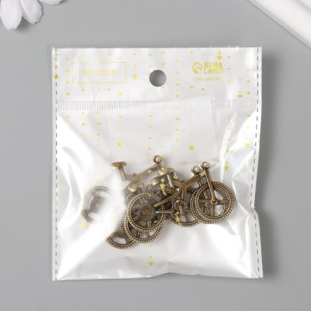 Decor Metal for creativity "Bicycle" under brass (E6264) 2.8x5.2 cm-4