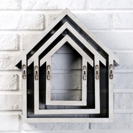 A set of wall shelves "Black houses", 3pcs, (36*30cm, 31*23cm, 26*17cm)-3