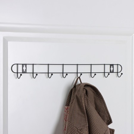The hanger wall -mounted on 8 hooks "Light", 43 × 5 × 3 cm, black color