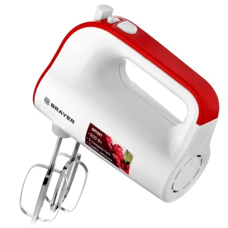 Mixer Brayer 1307br, manual, 600 watts, 5 speeds, white-red-2