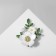 Brooch "Flowers" on a branch, white-green color in silver