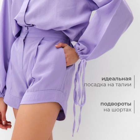 Female set (blouse, shorts) minku: casual collection lilac color, size 44-8