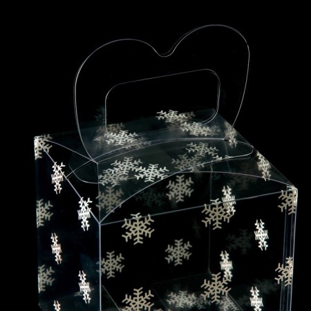 New Year. Box gift New Year's folding PVC "Snowflakes" 11 x 11 x 11 cm.-5