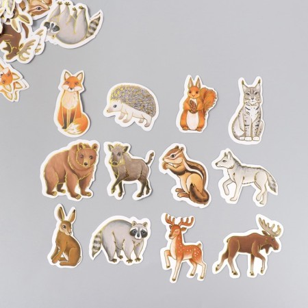 Stickers for creativity "Forest animals" embossing gold set 48 pcs 9x7x0.8 cm-1