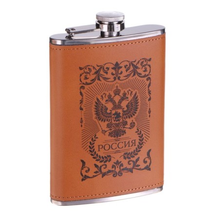 Flaw for alcohol 270 ml, "Russia", stainless steel, gift, army, 9 oz-1