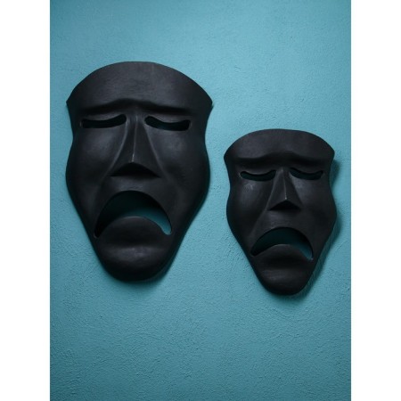 A set of wall figures "Mask is sad", polystone, 60 cm, 2 pcs, black matte color-2