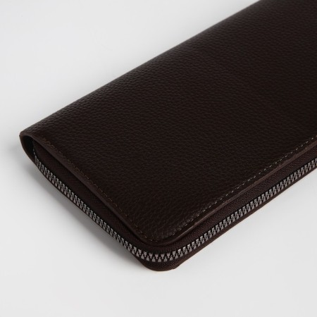 Male purse with lightning, department for bills, for cards, for coins, brown color-2
