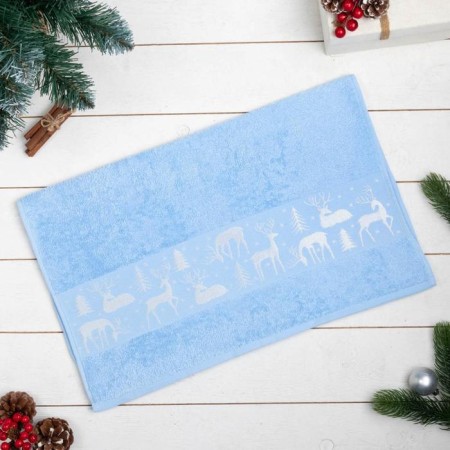 Terry towel "New Year: Deer" 50x90 cm, 100% cotton, 360g/m2