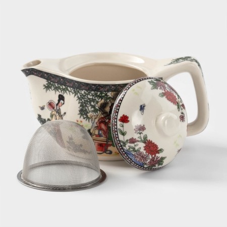 Keramic teapot with a metallic sieve "Conversation", 350 ml-1