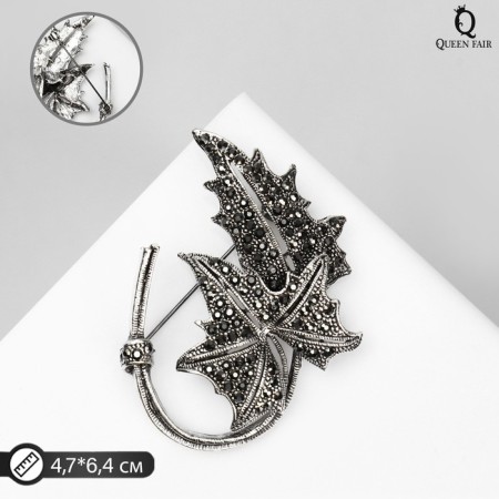 Brooch "Leaves" duet, black color in black silver