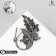 Brooch "Leaves" duet, black color in black silver