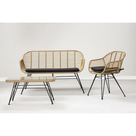 Vetle Bent chair, 560 × 570 × 810 mm, artificial rattan, beige color / black-1