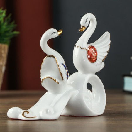 Souvenir Ceramics "2 white swan on the blue wave" mix 10.6x5x11 cm-1