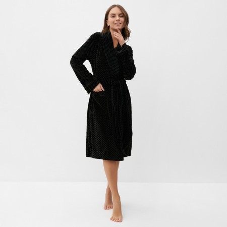Women's bathrobe kaftan "velvet" size 48, black-2