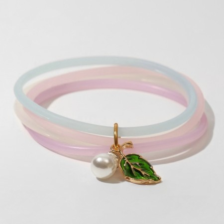 Silicone bracelet "reflective" leaflet, 4 threads, colored, 6 cm-1