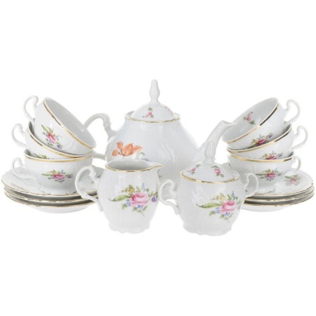 Tea Service 6/9 Bernadotte, Decor "Meissen Bouquet", 15 items