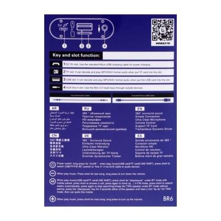 Portable column Borofone BR6, 5 W, BT 5.0, USB/Microsd/TWS, blue-4