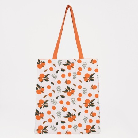 The shoper bag is bilateral, without fastening, external pocket, orange color-2