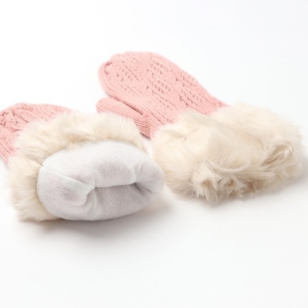Female mittens, pink color, size 25-1