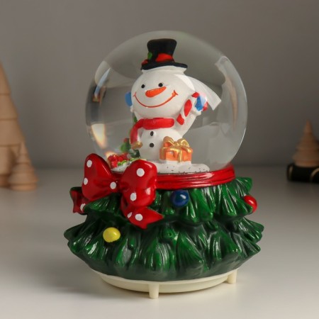 Souvenir polystone water ball light, music, snow circling "Snowman" 12x12x15.5 cm-3