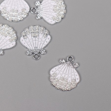 Decor for creativity metal, rhinestones "shell" silver 2.1x1.8x0.3 cm