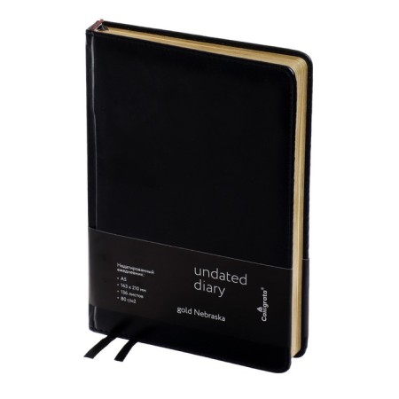 Delivery of a non -jointly A5, 136 sheets in a ruler, leatherette "Nebraska", gold cut, black
