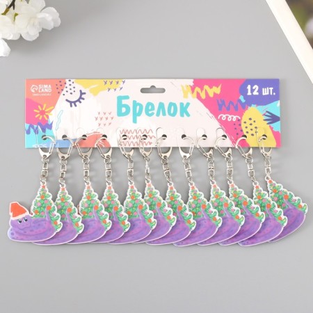 Acryl keychain "Snakes in the New Year's cap, with a Christmas tree" 6x5.4 cm-3