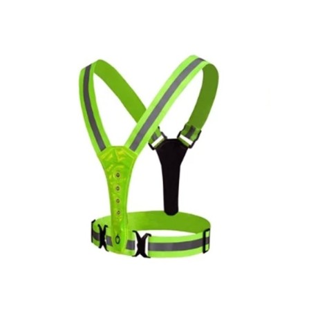 Signal vest, reflecting with adjustable size, light green, LED signal, 4 modes-4