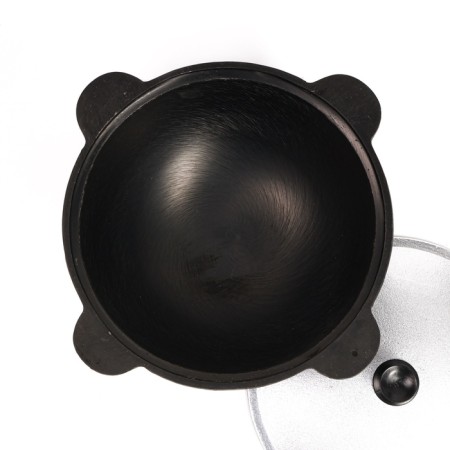 Cast iron cauldron, 6 l, flat bottom, aluminum cover-3