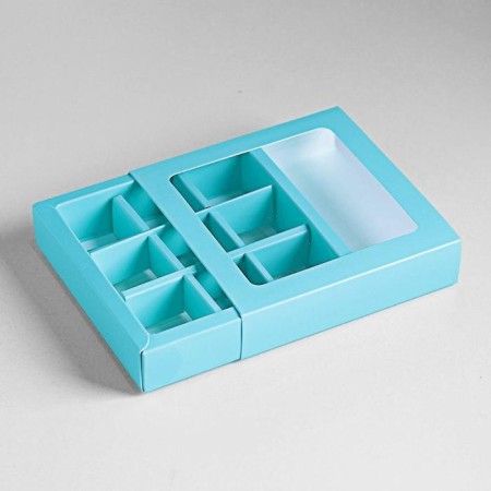 Box for 9 sweets with a shell, blue, 13.7 x 13.7 x 3.5 cm-3