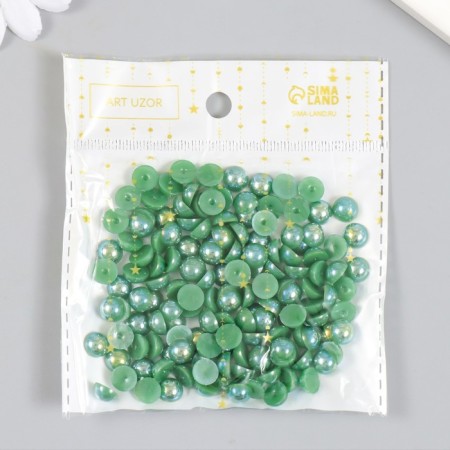 Decor for creativity plastic "Half of beads. Green gamma" 20 g 0.8x0.8 cm-4