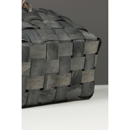 Wicker basket 22 x 15 x 12 cm, wicker handle h = 12 cm, gray, handle-6