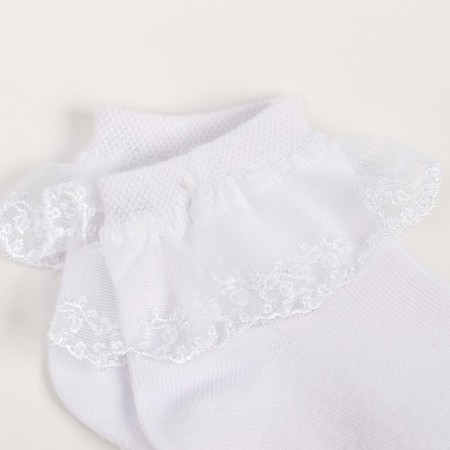 Baby socks with lace, white color, size 14-16-2