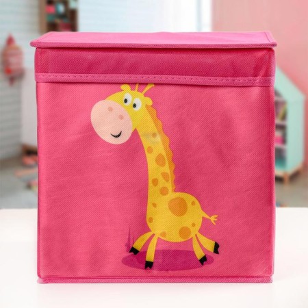 Stelly box for storage with a giraffe lid, 25 × 25 × 25 cm, pink color-2