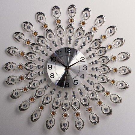 Wall clock, series: openwork, "steel feathers", smooth move, D-69 cm