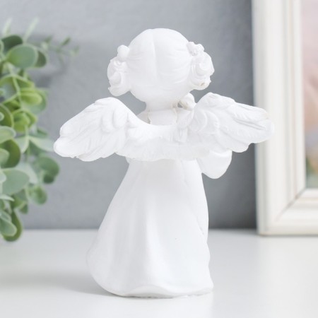 Polystone souvenir "Angel-girl plays" a snow-white mix 10x5.5x12 cm-3