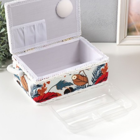 Casket for needlework "Tropical leaves" 24x16x11 cm-3