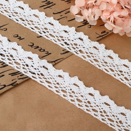 Knitted lace, 25 mm × 15 ± 1 m, white color-1