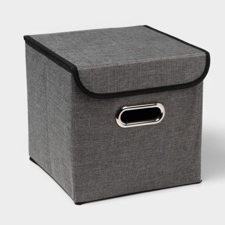 Stelly box for storage with a lid "Office", 25 × 25 × 25 cm, color gray color