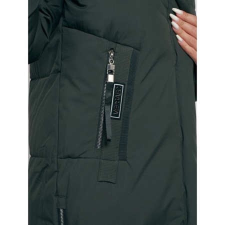 Coat insulated winter female, size 46, dark green color-8