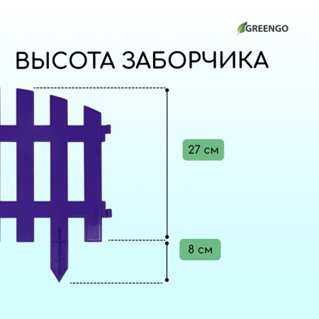 Decorative fence, 35 × 210 cm, 5 sections, plastic, lilac, RENESSANS, GREENGO-2
